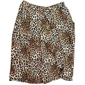 Star Vixen Women's Flounce & Flair Skirt Leopard Print Stretch Waist Size P Med